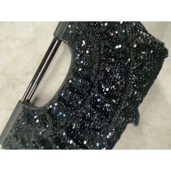 The Limited Black Clutch Metal & Ruffled Mesh EUC - Picture 4 of 9